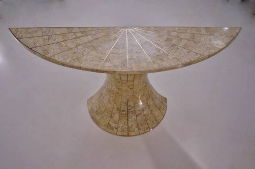 Maitland Smith tesselated travertine & brass console, 1970`s ca